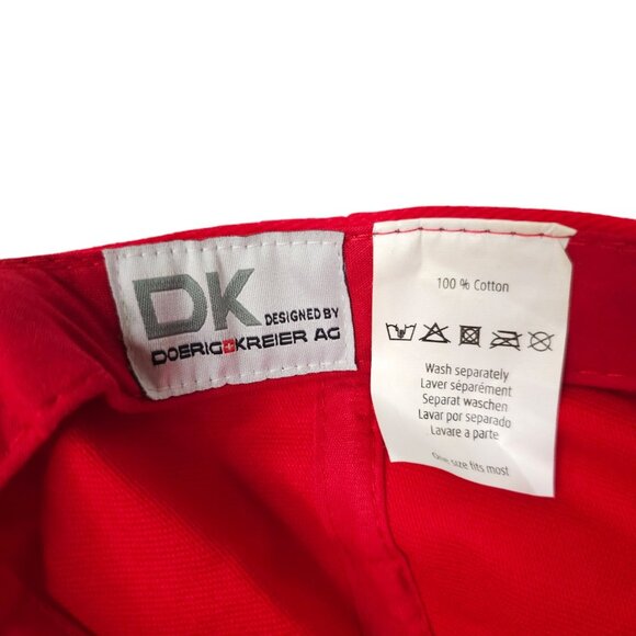 Switzerland Logo Strap Back Cap Spell Out Embroidered Hat Red DK Doerig Kreier - Picture 8 of 15
